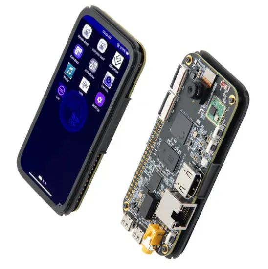 Two views of the LILYGO T-Display-K230: the AMOLED front, and the component side.