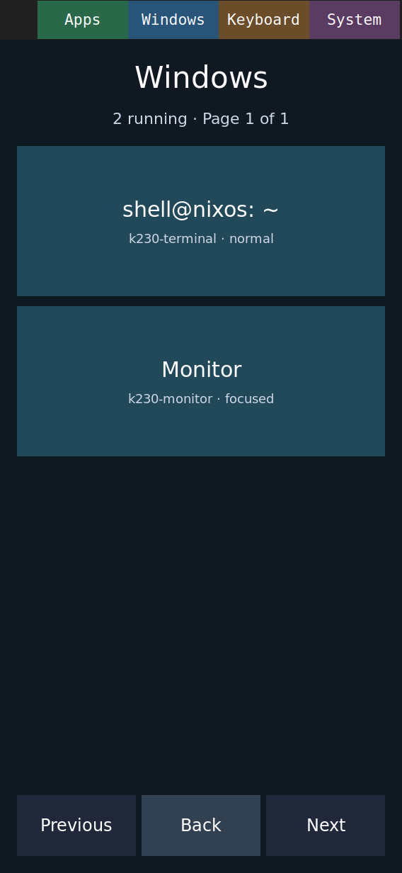 Window cards for Terminal and Monitor