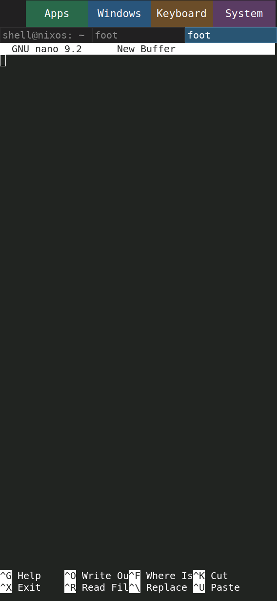 Nano launched from the offline app set.