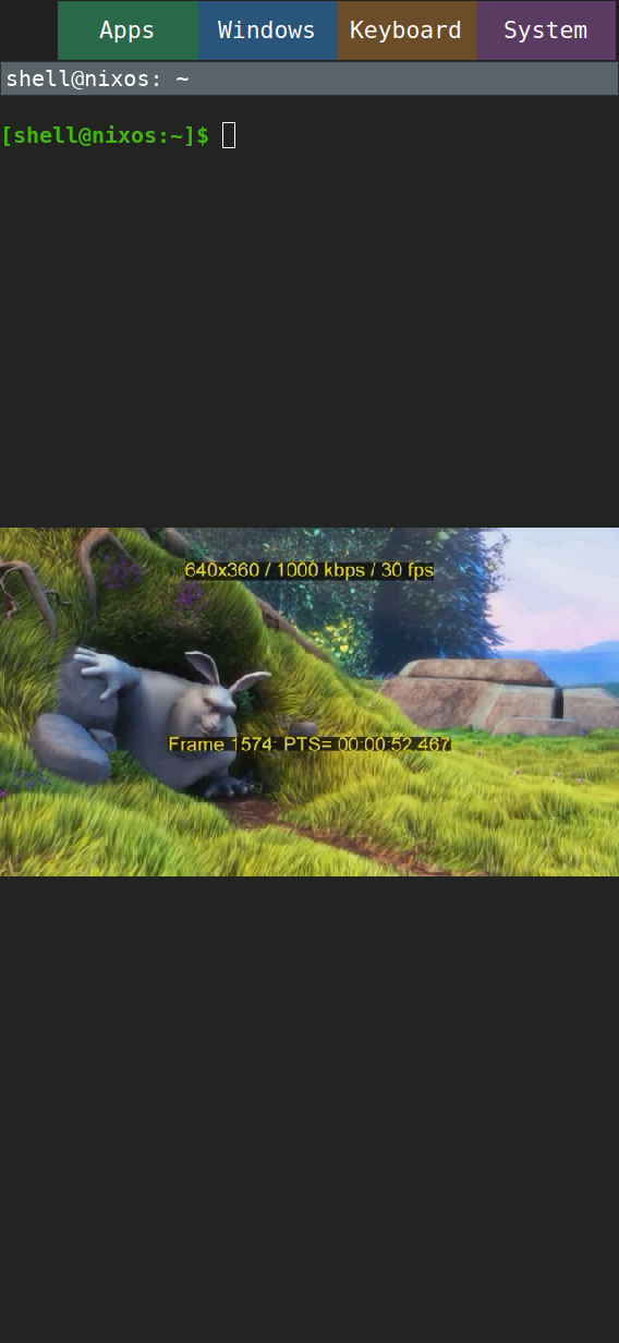Big Buck Bunny playing in the handheld shell